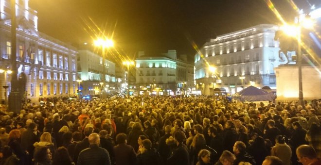 Concentración en Sol en defensa contra la violencia machista y en defensa de la independencia judicial. Foto: Sindicato de Estudiantes.