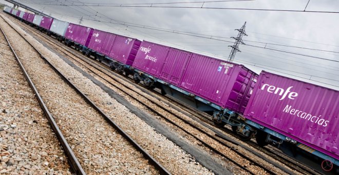 Vagones de Renfe para el transporte de mercancías.