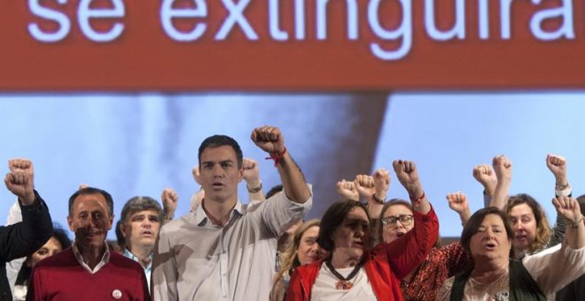 Pedro Sánchez, en el Palacio de Congresos de Cádiz. / ROMÁN RÍOS (EFE)