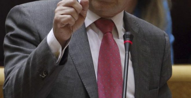 El ministro de Hacienda y Función Pública, Cristóbal Montoro, durante su intervención en la sesión de control al Gobierno esta tarde en el Senado, en Madrid. EFE/Fernando Alvarado