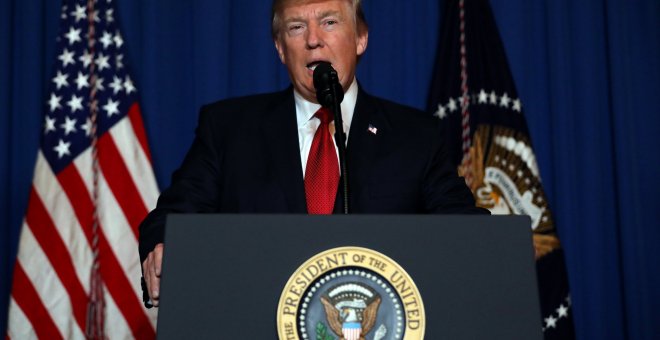 Donald Trump durante su discurso tras ordenar el ataque a Siria. /REUTERS