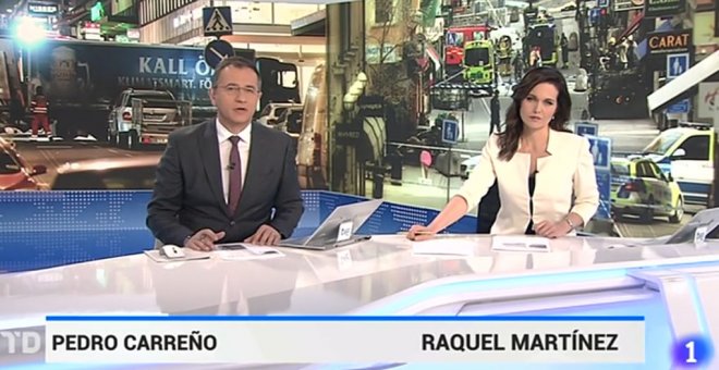 Los presentadores del Telediario del pasado 8 de abril.- TVE