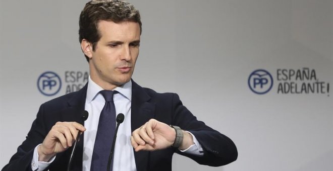 El vicesecretario de Comunicación del PP, Pablo Casado, este lunes. EFE/Ballesteros