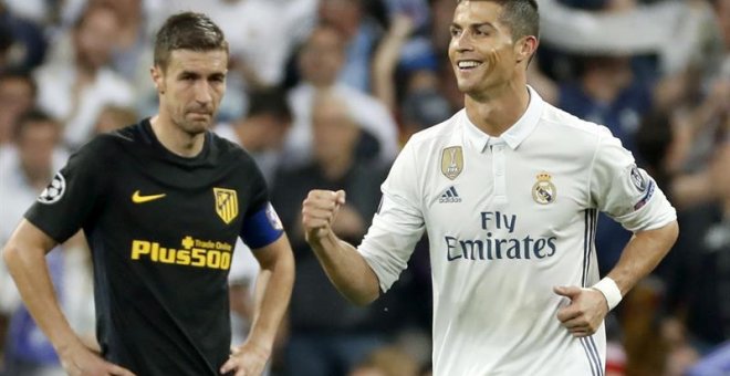 Cristiano Ronaldo celebra un gol contra el Atlético de Madrid. / CHEMA MOYA (EFE)