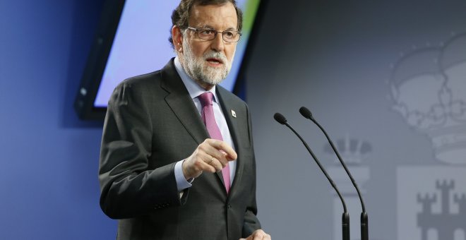 Mariano Rajoy tras un encuentro europeo en Bruselas.- EFE