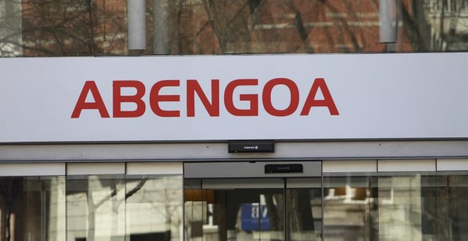 El logo de Abengoa en su sede en Madrid. E.P.