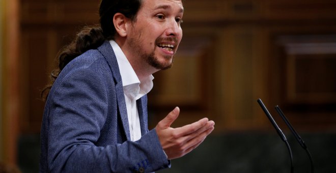 Pablo Iglesias durante su intervención en el debate de moción de censura a Rajoy. REUTERS/Juan Medina