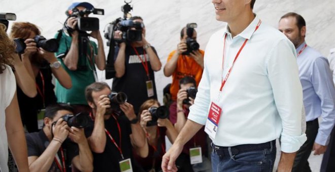 El líder del PSOE, Pedro Sánchez, tras la inauguración del Congreso Federal del PSOE. /EFE