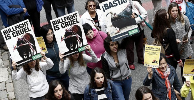 Manifestación de Libertad Animal Navarra en Pamplona, el pasado 1 de julio. EFE