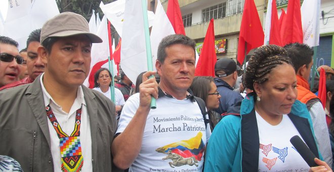 Huber Ballesteros en una manifestación en Colombia del Movimiento Social y Político Marcha Patriótica /Marcha Patriótica