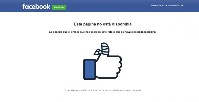 La página de Facebook 'Un paso al frente' del teniente expulsado del Ejército de Tierra Luis Gonzalo Segura, no disponible.