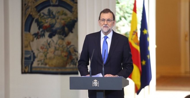 El presidente del Gobierno, Mariano Rajoy, durante su comparecencia en La Moncloa.