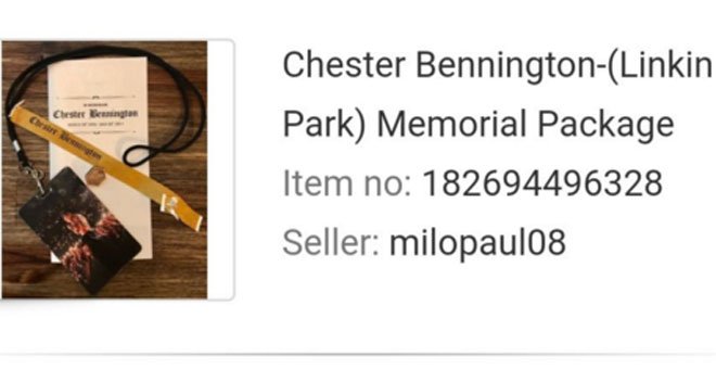 CEl 'pack' del funeral de Chester Bennington, a la venta. Imagen: TWITTER