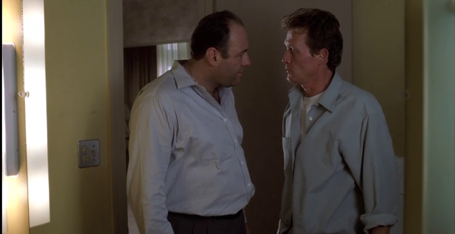 Robert Patrick y James Gandolfini en Los Soprano