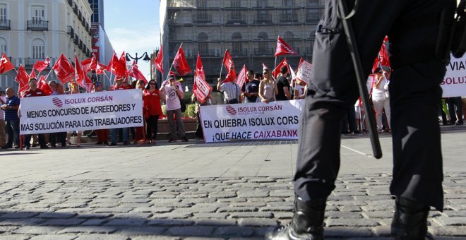 Manifestación de trabajadores de Isolux en Madrid. EFE