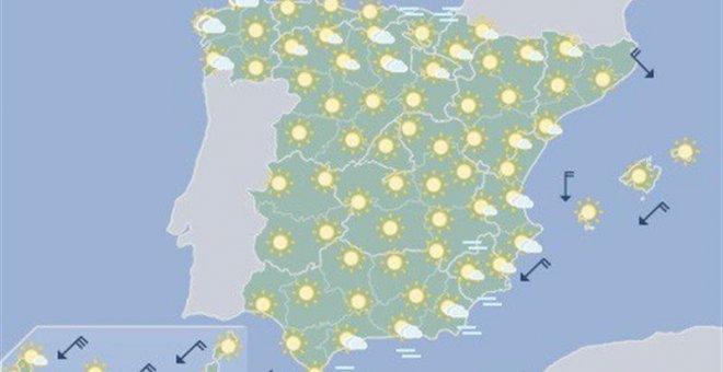 Mapa del tiempo elaborado por la Agencia Estatal de Meteorología (AEMET) para el 17de agosto de 2017. EFE