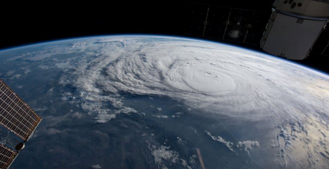 Huracán Harvey en la costa de Texas, visto desde la Estación Internacional Espacial de la NASA./REUTERS