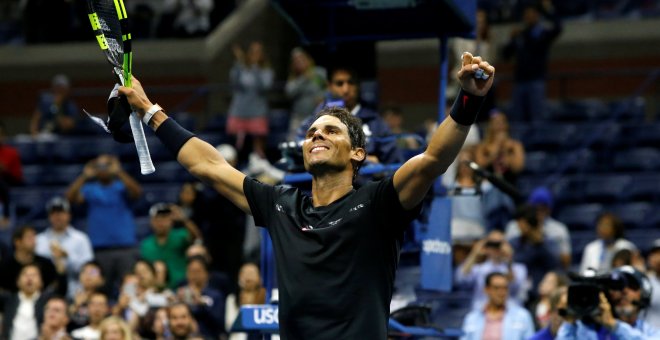 Rafa Nadal celebra su victoria ante el japonés Taro Daniel. - REUTERS