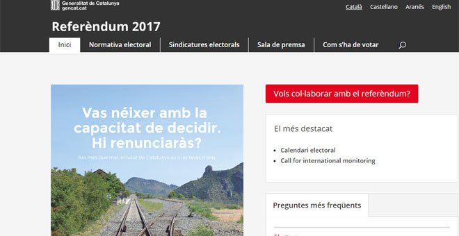 La web referendum.cat, antes de su cierre.