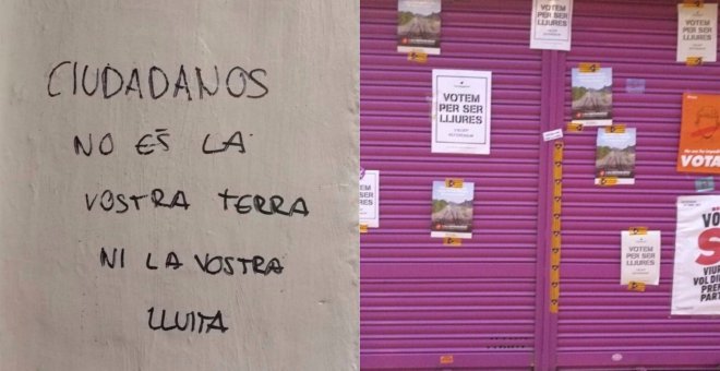 Aparecen pintadas contra Albert Rivera en el comercio de sus padres en Granollers, Barcelona. / Europa Press