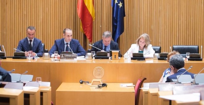 El presidente del FROB, Jaime Ponce, durante su comparecencia en el Congreso. E.P.