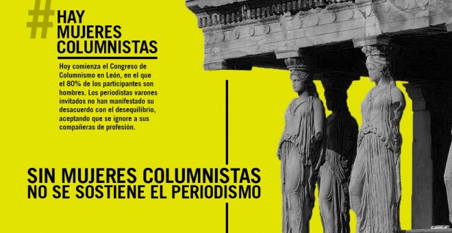 Cartel de protesta por la falta de mujeres columnistas en un congreso