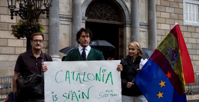 Álvaro de Marichalar protestando en la plaza de Sant Jaume / EFE