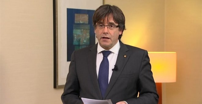 Puigdemont, durante su mensaje de vídeo.