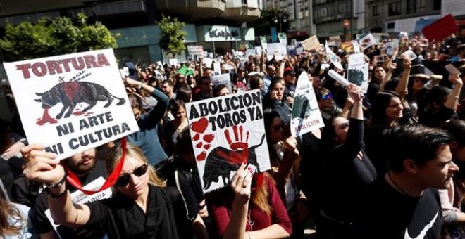 Una protesta contra los espectáculos taurinos. EFE