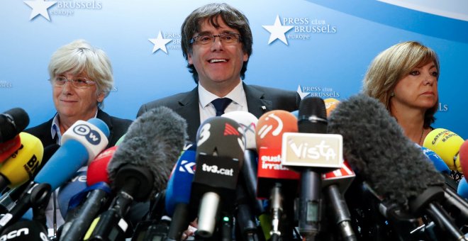 Carles Puigdemont, durante la rueda de prensa que dio el pasado día 31 desde Bruselas. - REUTERS