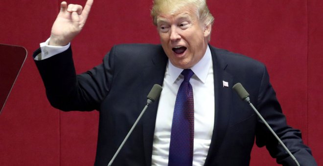 Trump, durante su discurso en la Asamblea Nacional en Seúl. REUTERS/Lee Jin-man