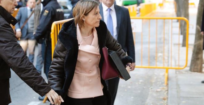 La presidenta del Parlament, Carme Forcadell, a su llegada hoy al Tribunal Supremo. - EFE