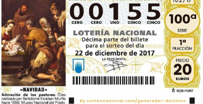 Décimo Lotería de Navidad 2017