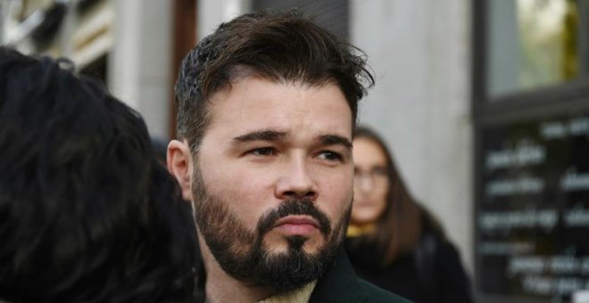 El portavoz de ERC, Gabriel Rufián, a su llegada al Tribunal Supremo./ EFE