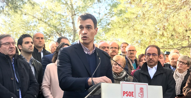 Pedro Sánchez en el acto en Paterna (Valencia). PSPV