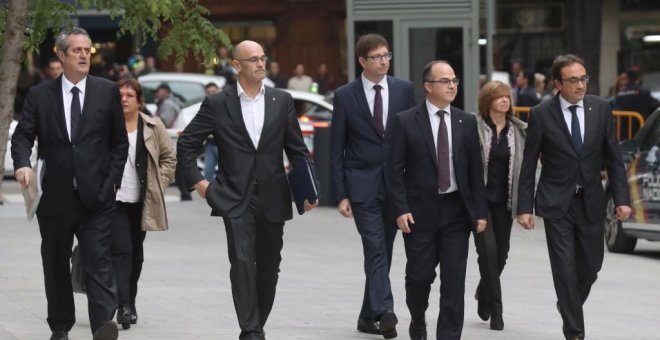 Los ex consellers a su entrada a la Audiencia Nacional