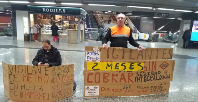 Imagen del empleado de seguridad en Metro en huelga de hambre. TWITTER/@JoseMonty69