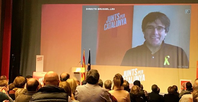 Puigdemont, en un acto vía streaming.- EUROPA PRESS