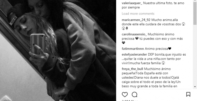 Publicación de Valeria Quer, hermana de Diana Quer./Instagram