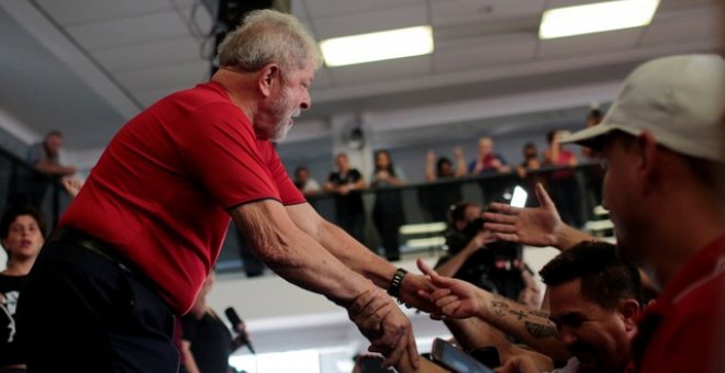 Lula da Silva en sede del Sindicato de los Metalúrgicos de la región metropolitana de Sao Paulo. REUTERS