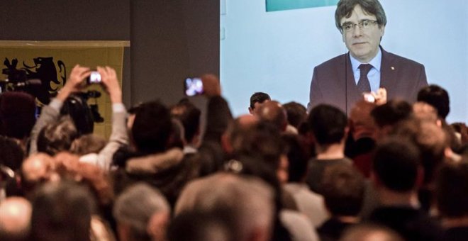 Puigdemont, en un vídeo para el partido Nueva Alianza Flamenca (N-VA) en Bélgica. EFE/STEPHANIE LECOCQ