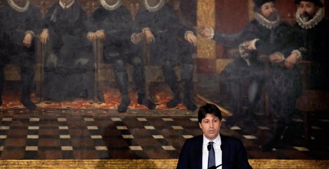 El presidente de Societat Civil Catalana, José Rosiñol, en el Palau de la Generalitat. EFE