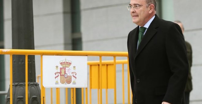 El coronel de la Guardia Civil Diego Pérez de los Cobos tras declarar como testigo ante la jueza de la Audiencia Nacional Carmen Lamela, dentro de las pesquisas que lleva a cabo sobre el papel de los Mossos d'Esquadra en los preparativos del referéndum il