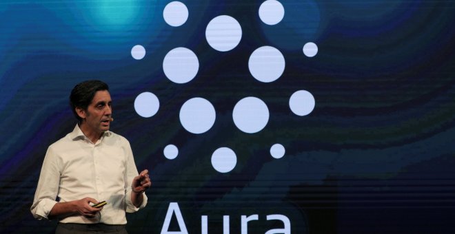 El presidente de Telefonica, Jose Maria Alvarez-Pallete, durante la presentación de Aura en Barcelona. REUTERS/Sergio Perez