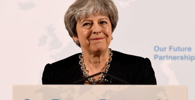 May, durante su discurso este viernes en Londres. REUTERS/Leon Neal