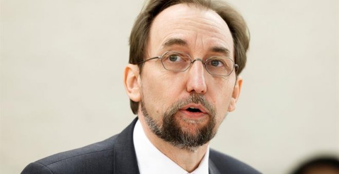 El alto comisionado de la ONU para los Derechos Humanos, Zeid Raad al Hussein, presenta el informe anual sobre la situación de los DDHH. EFE/ Salvatore Di Nolfi