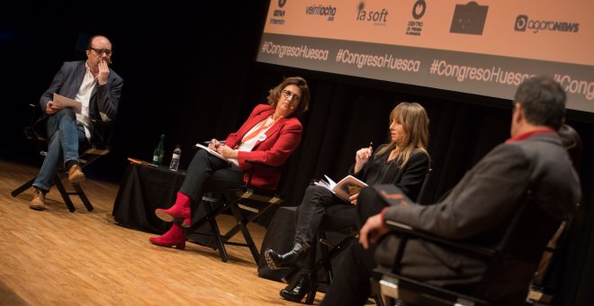 La directora de 'Público', Ana Pardo de Vera, durante su intervencion en el Congreso de Periodismo Digital, en Huesca.