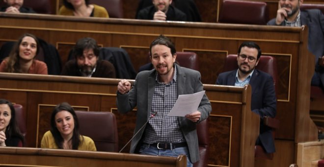 Pablo Iglesias en la sesión de control al Gobierno en el Congreso. EUROPA PRESS/Archivo