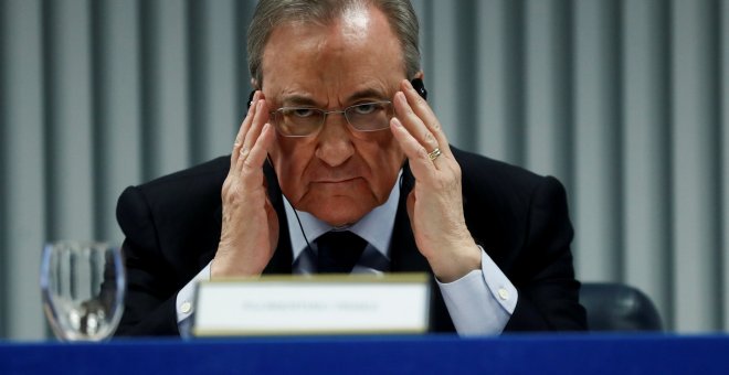 El presidente de ACS, Florentino Pérez, en la presentación del acuerdo con ACS sobre la opa por Abertis. REUTERS/Juan Medina