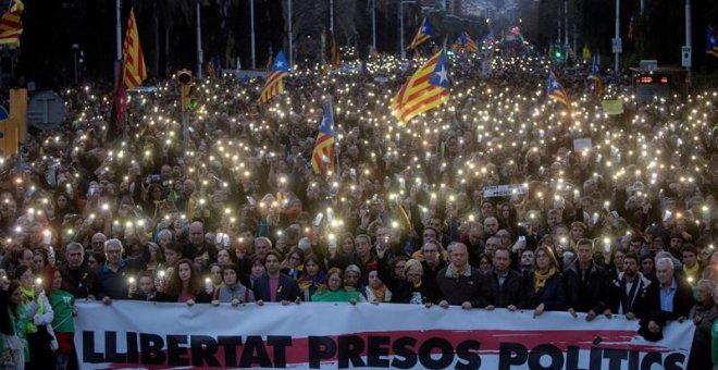 Un moment de la manifestació convocada per l'ANC / EFE Marta Pérez